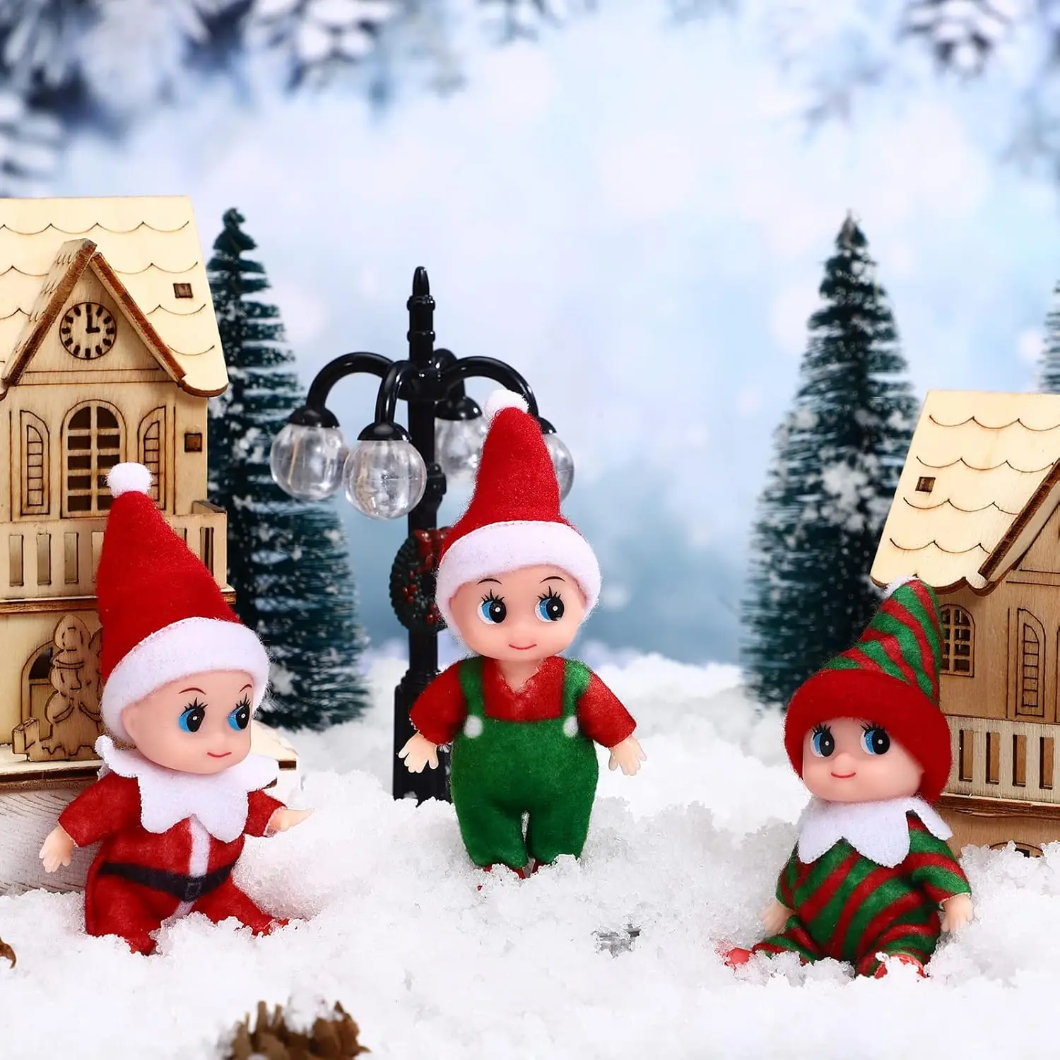 1/3 Stück Mini-Elfen-Desktop-Bücherregal-Ornament mit Overalls und einer Weihnachtsmütze verleiht einen Hauch von kindlichem Spaß und Niedlichkeit