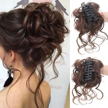 Clip per capelli sintetici da 10 pollici Clip per capelli ricci disordinati con chignon finto Clip per capelli Updo arruffati Estensioni per artigli Chignon Parrucchino per le donne