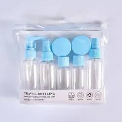 7-Piece Portable Travel Bottle Set for Toiletries and Skincare (Blue)
