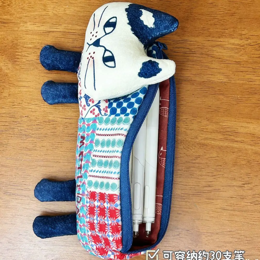 대용량 고양이 등반 연필 케이스 휴대용 메이크업 가방 고양이 보관 가방 재미있는 다기능 학생 문구 가방