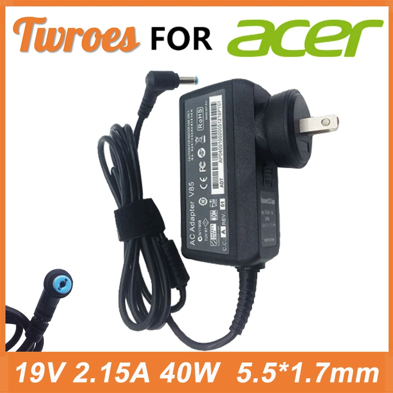 

AC Laptop Adapter 19V 2.15A 5.5*1.7mm For Acer Aspire D255 533 D257 D260 W500P W501 W501P E15 Power Supply Charger EU US UK AU