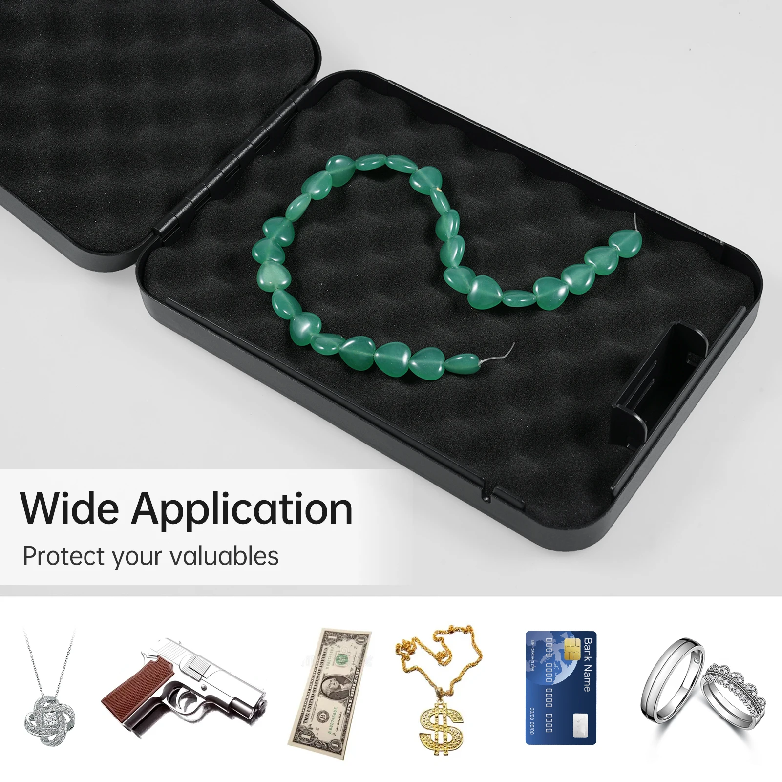 Small Safe Box Portable Travel Lock Storage Cabinet 3-digit Password Case with Security 3Ft Steel Cable  for Passport Jelwery