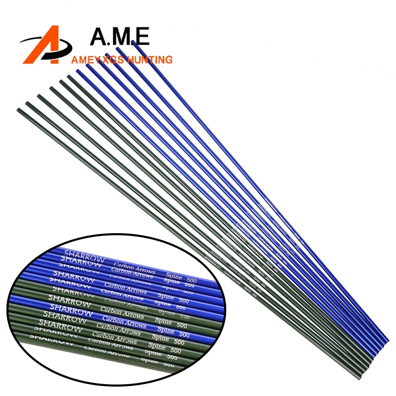 

30" Spine 500 Mixed Carbon Arrow Shaft ID 6.2mm Archery DIY Arrow For Recurve Compound Bow Hunting Outdoor Sports Accessories