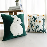 1psc Nordic Small Fresh Sofa Embroidery Pillow Cushion Bedroom Bed Pillowcover Decorative Backrest Flower Pillowcase 1