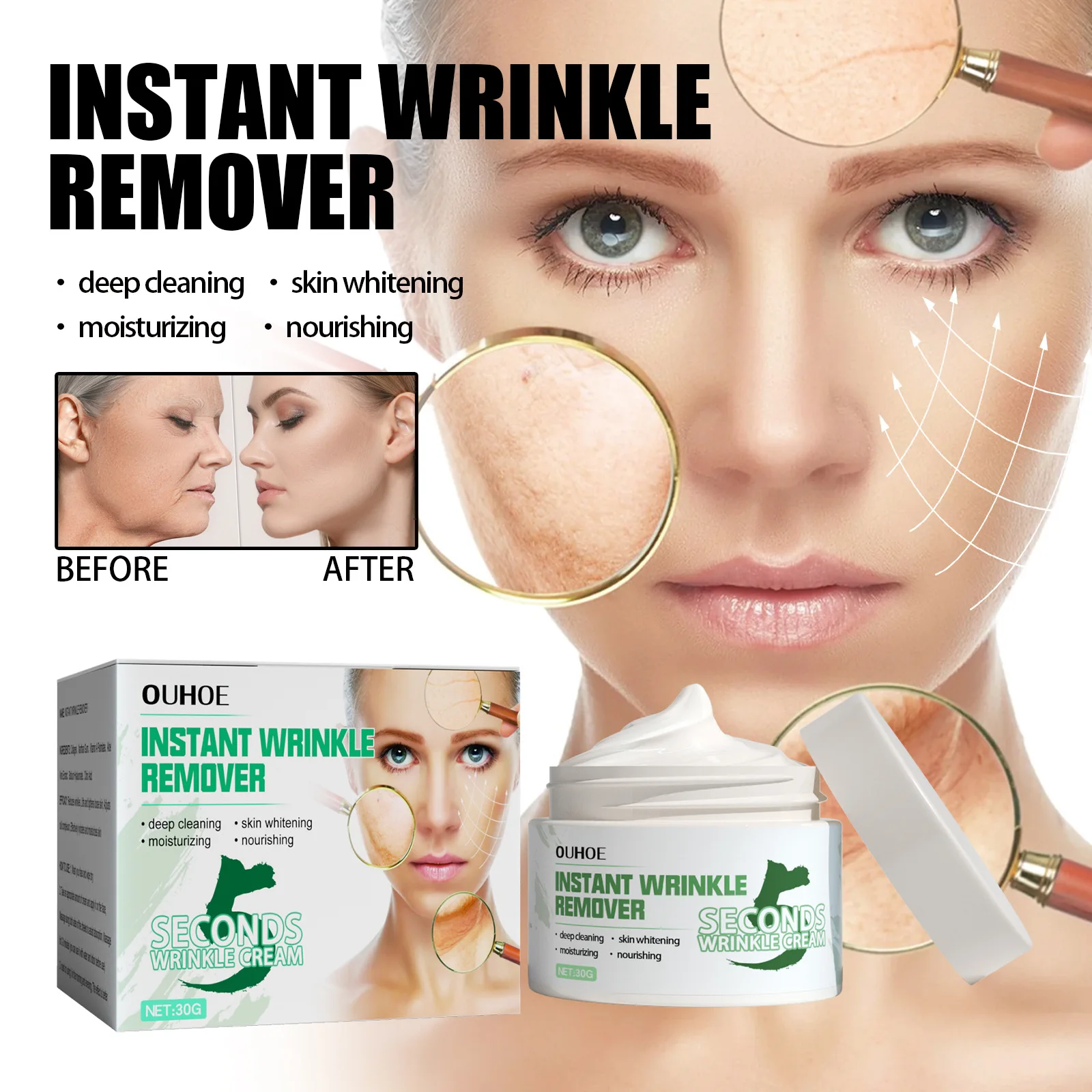 

5 Seconds Instant Wrinkle Cream Rejuvenation Whitening Firming Face Care Fade Fine Line Skin Tighten Moisturize Anti-Aging Cream