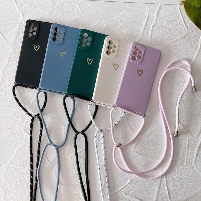 Lanyard Love Shockproof Silicone Crossbody Phone Case with Neck Cord Strap