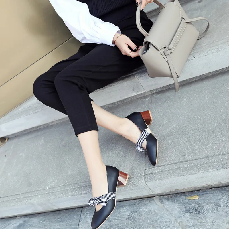 New Arrival Handmade Womens Chunky Heels Dress Pumps Mary Janes Summer Autumn Daily Wear Large Size 34-52 Evening Fashion Shoes