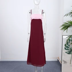 Elegant Women's Sleeveless Backless Pleated Maxi Dress - Summer Fashion Party & Vacation Style - M (Pink(non - stretchy))