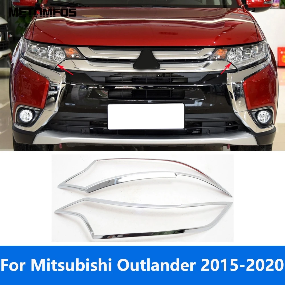 

For Mitsubishi Outlander 2015-2018 2019 2020 Chrome Head Light Lamp Cover Trim Headlight Bezel Sticker Accessories Car Styling