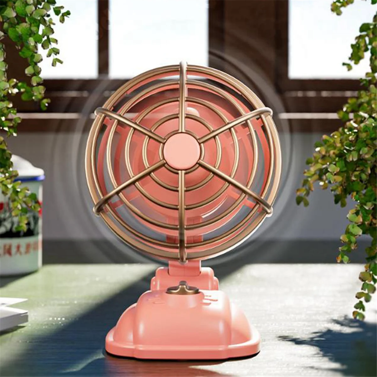 Retro Mini Desktop Fan 400mAh USB Rechargeable Desk Outdoor Desk Fan Portable Desktop Fan,Blue HOT