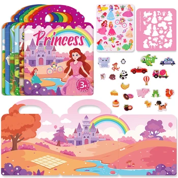 Kids' Reusable DIY Sticker Books Multi-Theme Bubble Sticker Jelly Stickers Portable Montessori Sticker Toy Gifts for Children 1