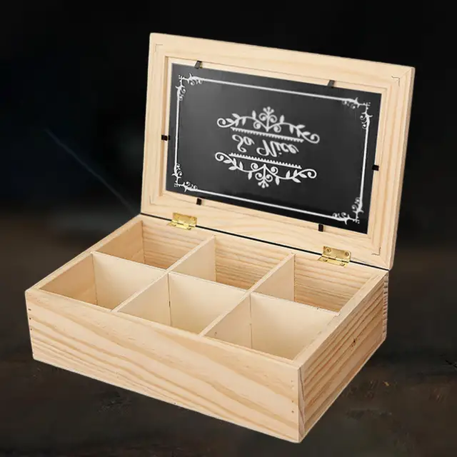 Wooden Storage Chest with Clear Window Desktop Organizer 1