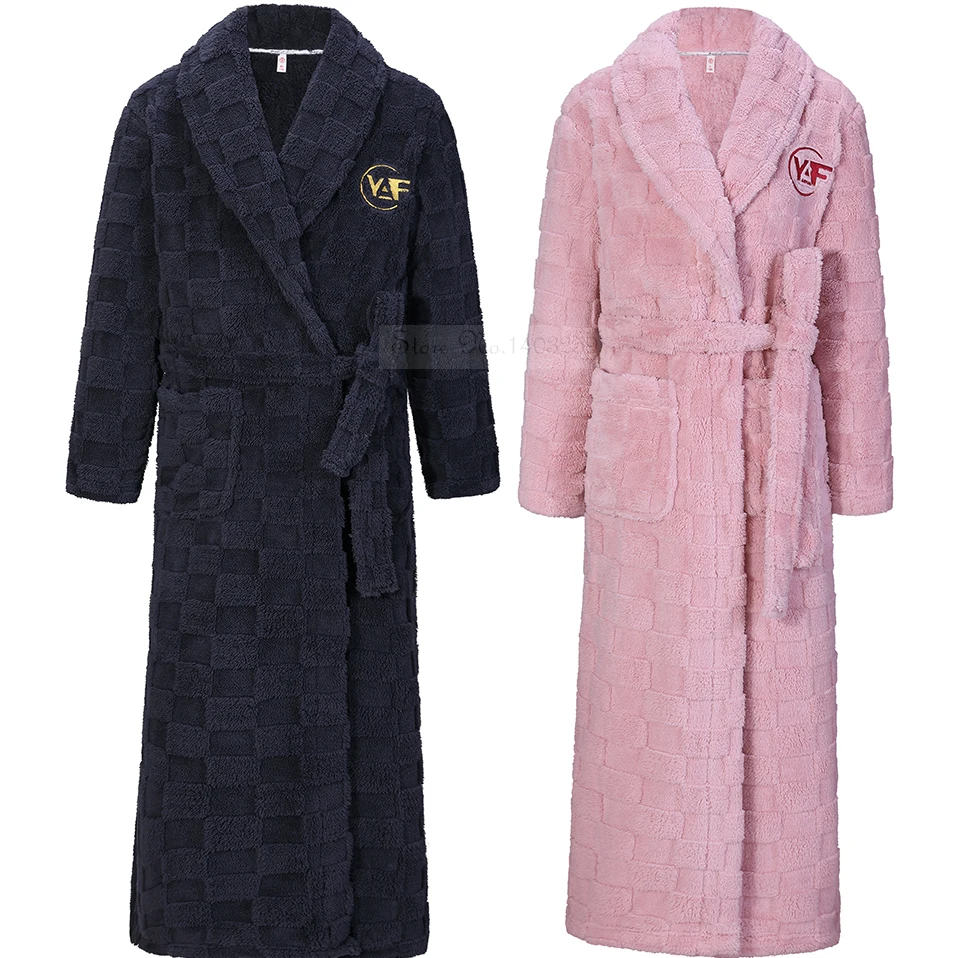 

New Autumn Winter Thickened Warm Sleepwear Kimono Bathrobe Gown Loose Coral Fleece Lover Plus Size 3XL Men Flannel Robe Homewear