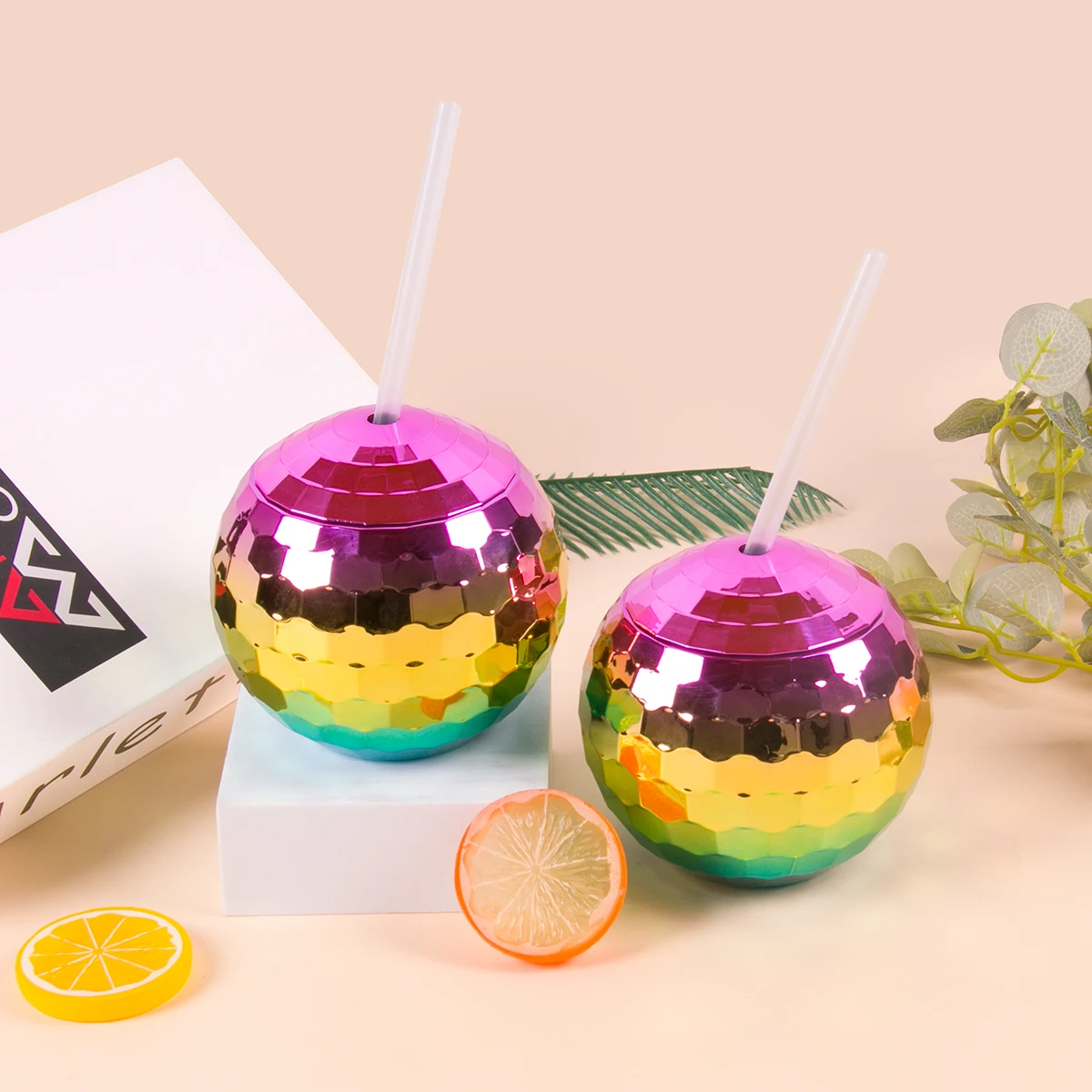 1pcs Disco Ball Cups with straws Bachelorette Party Cocktail Drink Cups  Wedding Bridal Shower summer Beach Pool Birthday Decor