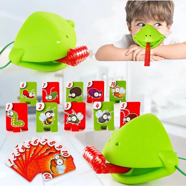 1 Set Chameleon Lizard Mask Wagging Tongue Lick Cards Board Game for Children Family Party Toys Novelty Funny Desktop Game Toys 1