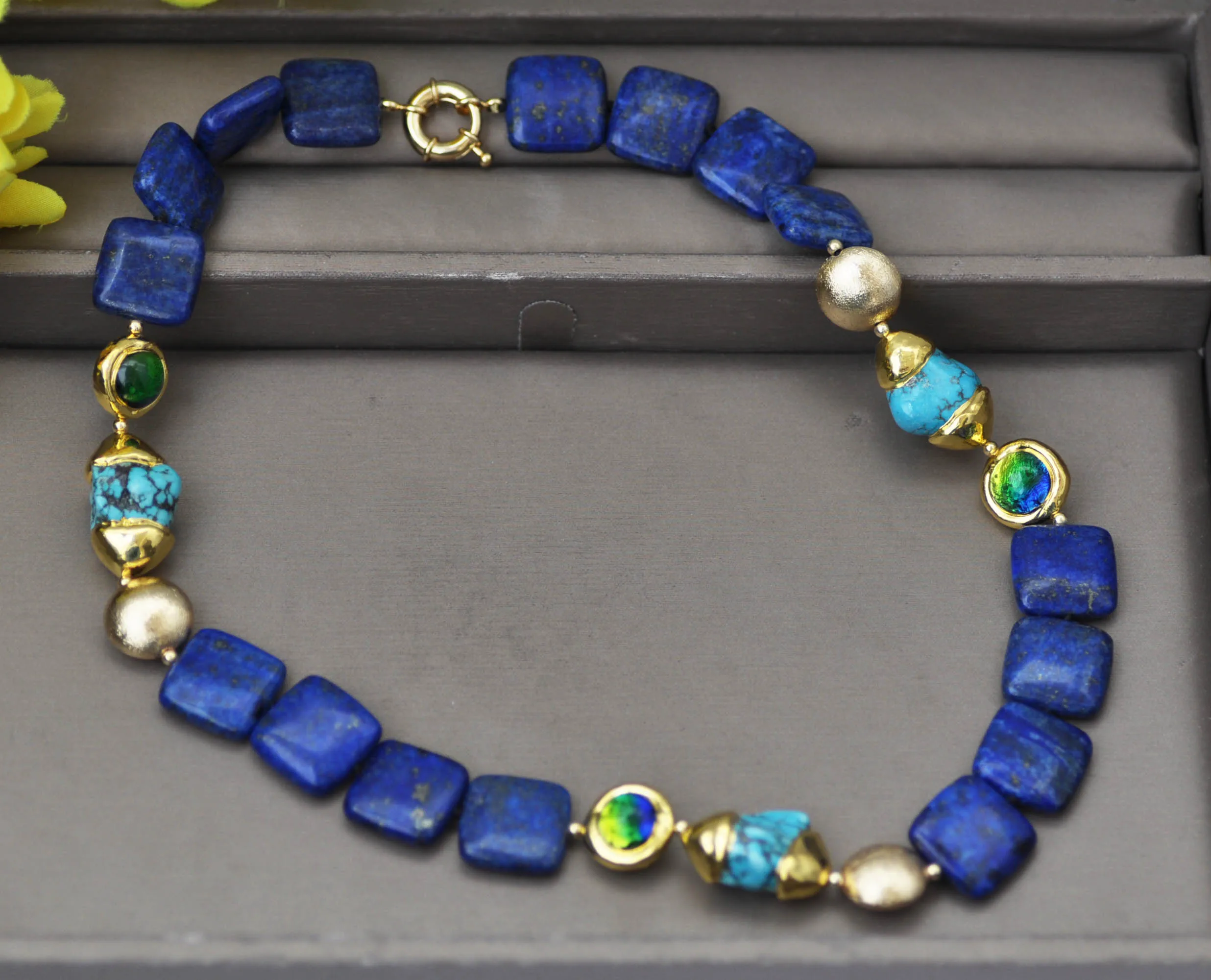 Baroque Turquoise Lapis Lazuli Necklace