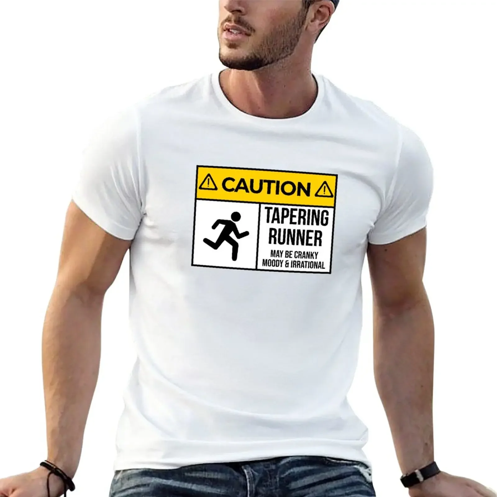

WARNING Tapering Runner | Funny Runner T-Shirt plus sizes korean fashion mens graphic t-shirts hip hop