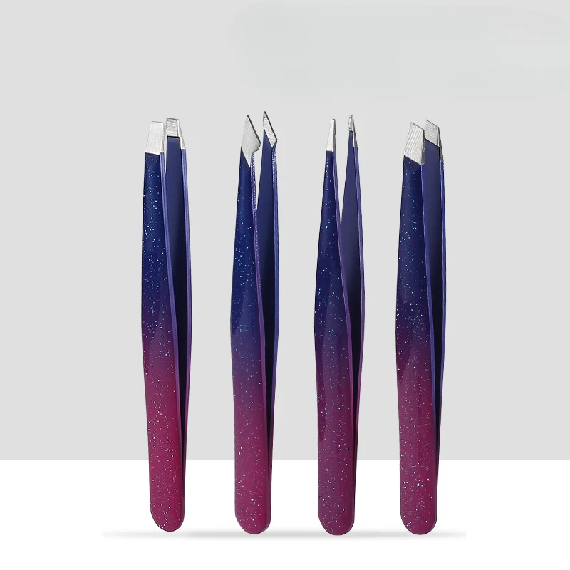 

4 стиля точный пинцет для бровей из нержавеющей стали тонкий вытягиватель волос плоский косый наконечник зажимы для бровей аксессуары для волос