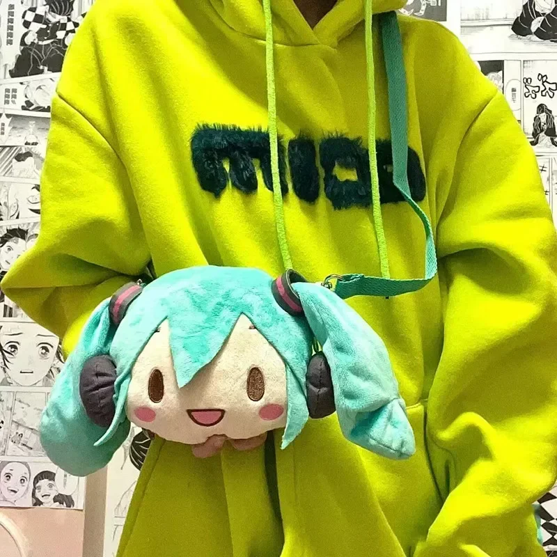 Bolso pequeño de un hombro de felpa, bolsa de almacenamiento de dibujos animados de Hatsune Miku, sonrisa suave, adorno coleccionable, regalo de muñeca, nuevo Anime