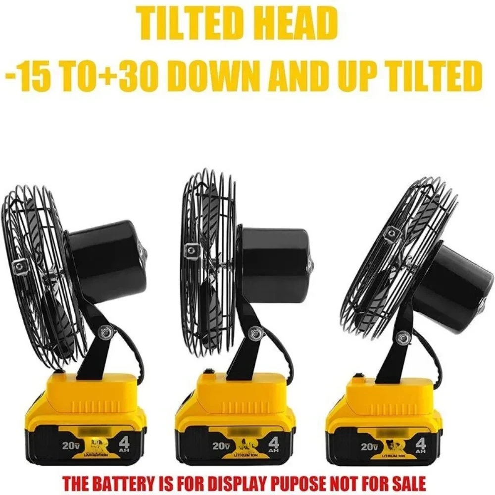 Portable Outdoor Jobsite Cordless Fan Compatible with DeWalt Bucket Indoor Fans Operated Powered by DeWalt 20V Max Battery