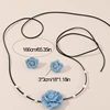 Gothic Big Rose Flower Clavicle Chain Necklace Earrings Lace Up Choker Necklace 6