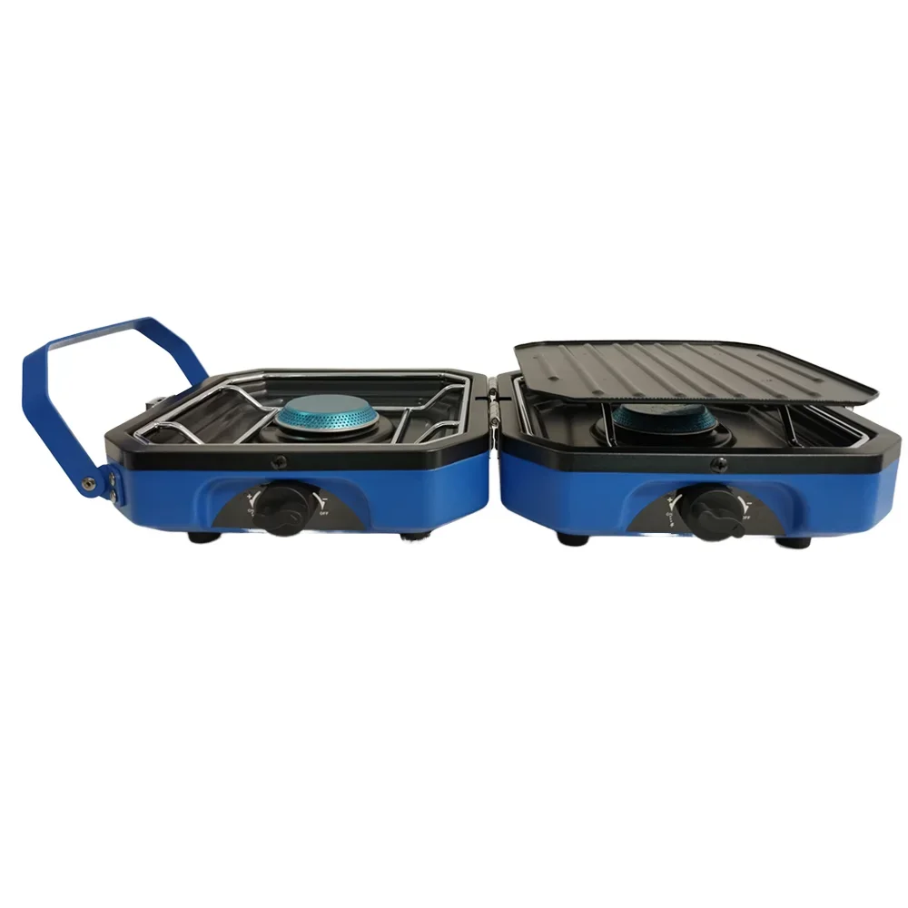Portable Mini Indoor-Outdoor Foldable Stove For BBQ Two Steel And Stainless Steel Material Net Type Gas Stove For Camping