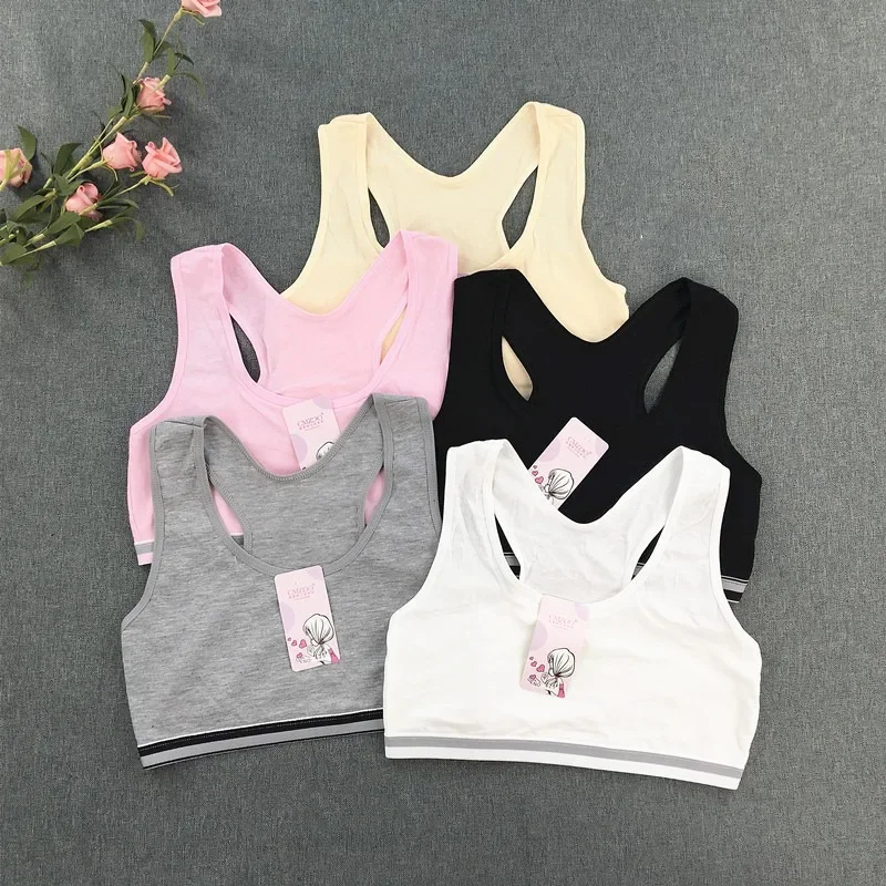 

New Girls' Development Tank Bra Double-layer Summer Thin Training Bra Student Sports Tank Top Girls' Wrapped Bra 8-16Y