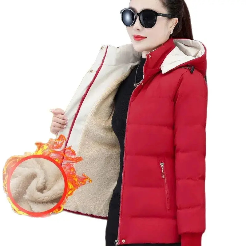 

2023 New Add Velvet Add Cotton Down Cotton Clothes Women Korean Style Loose Fashion Keep Warm Padded Jacket Overcoat Parka Coat