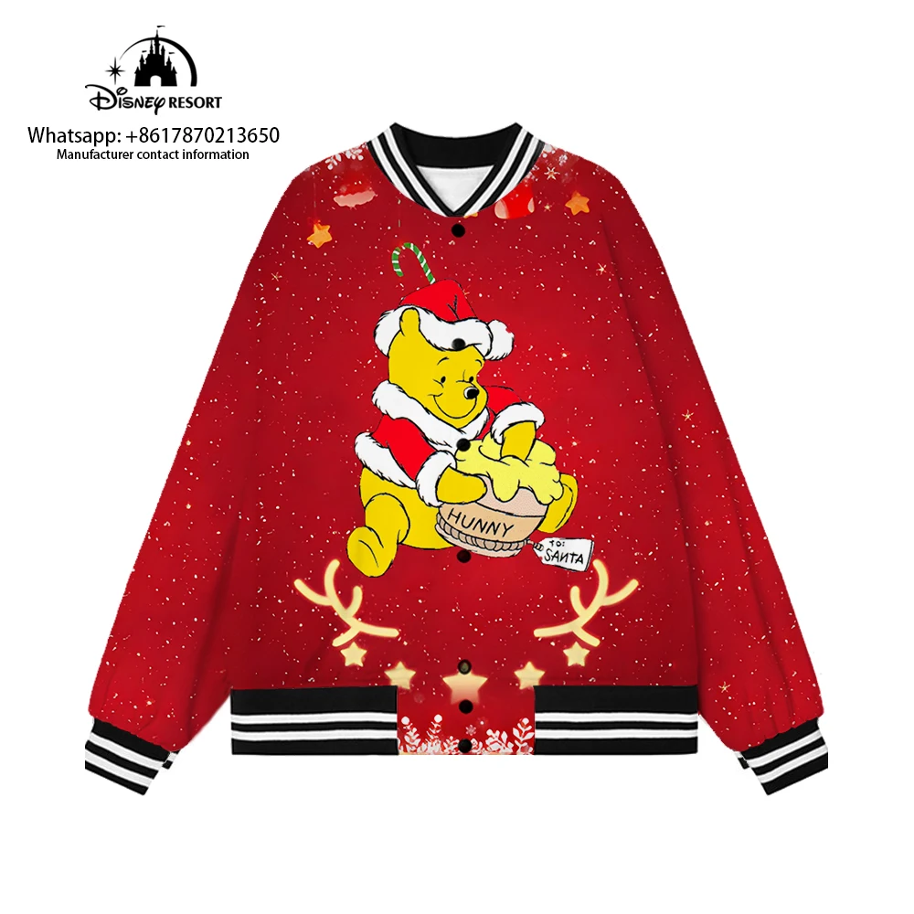 

Winnie the Pooh and Mickey Anime 2022 Autumn New Christmas Disney Brand Men Ladies Hip Hop Street Kids Preppy Baseball Uniforms