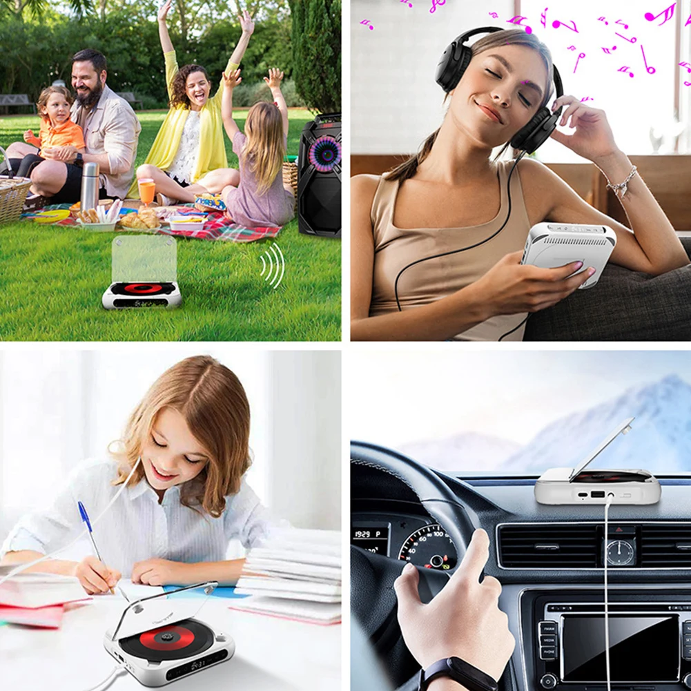 Bluetooth CD Player LCD Screen Car CD Player Portable Music A-B Repeat 1200 MAh Battery Gift For Friend Family Student car multimedia player portable cd player