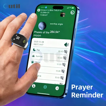 Contatore Smart App con Anello, Display Digitale OLED, Contatore Bluetooth, Promemoria Orario, Contatore Indossabile per Preghiere