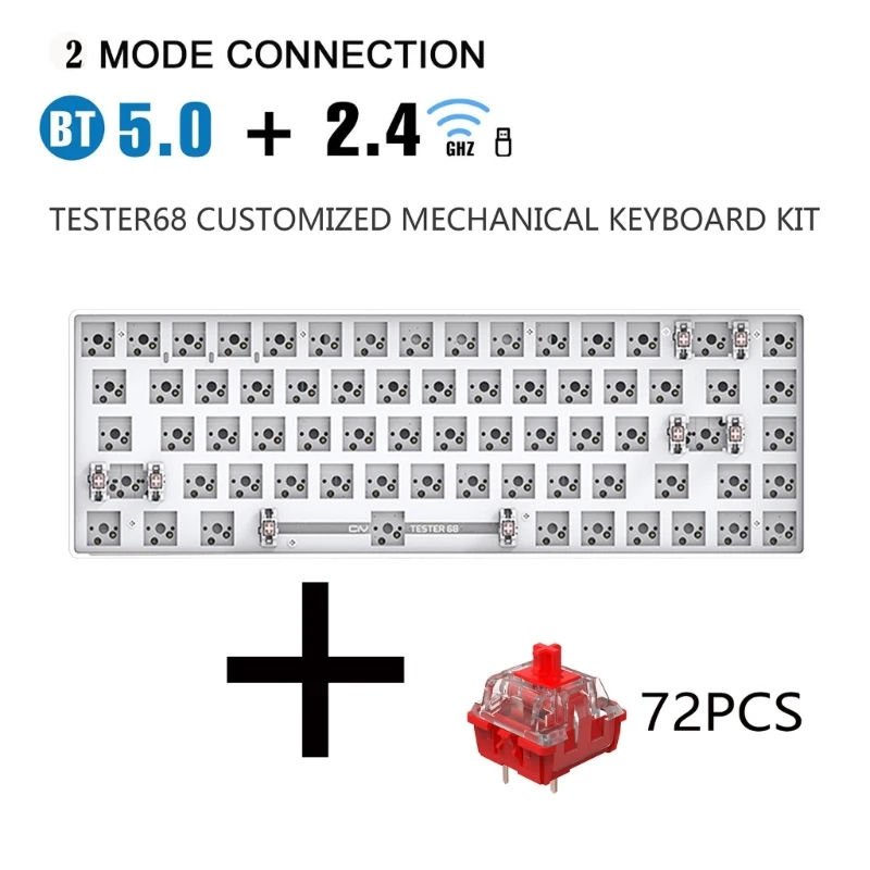 TESTER68 맞춤형 기계식 키보드 키트 2.4G BT5.0 호환 5.0 DropShipping