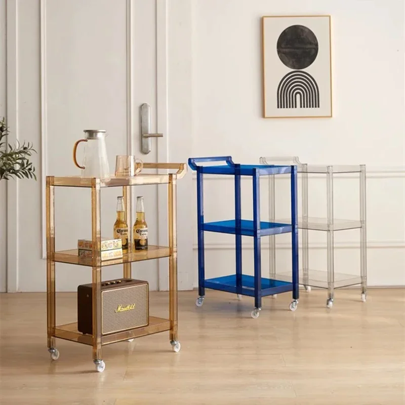 Plastics Transparent Salon Trolleys Serving Storage Waterproof Wheel Cart Square Unusual Muebles Dinning Set Furniture