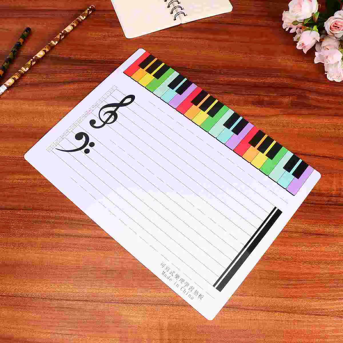 Musical Notes Boards Dry Erase Staff Music Lap White Board Piano Finger Simulation Practice Guide Teaching Aid Note Chart