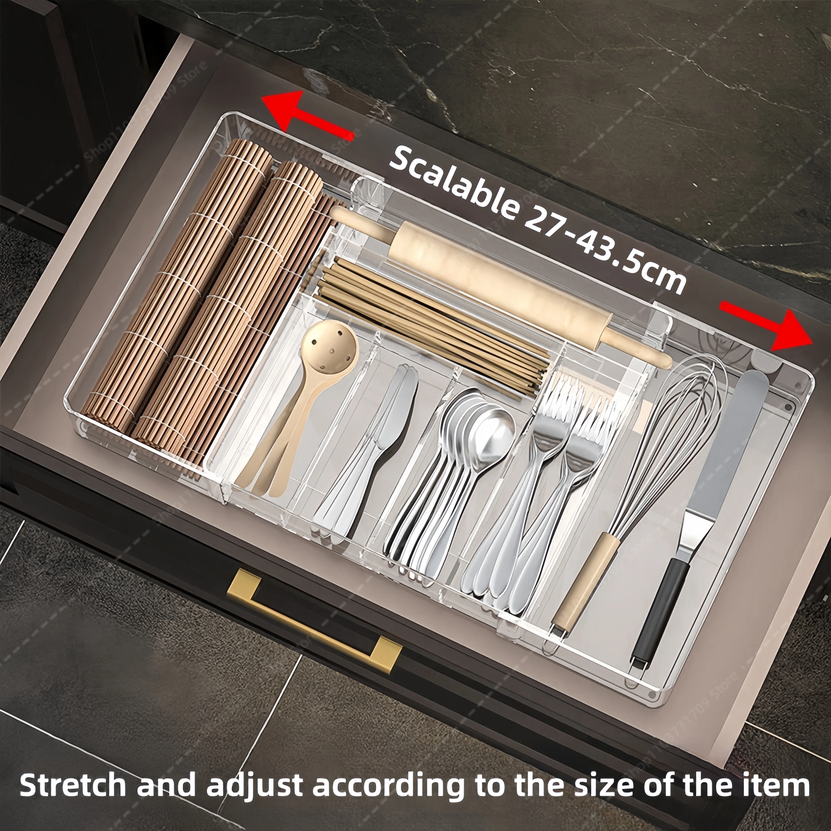 Kitchen Silverware Drawer Organizer Expandable Utensil Tray Adjustable for Spoons Forks Knives Flatware and Cutlery Organizer 2