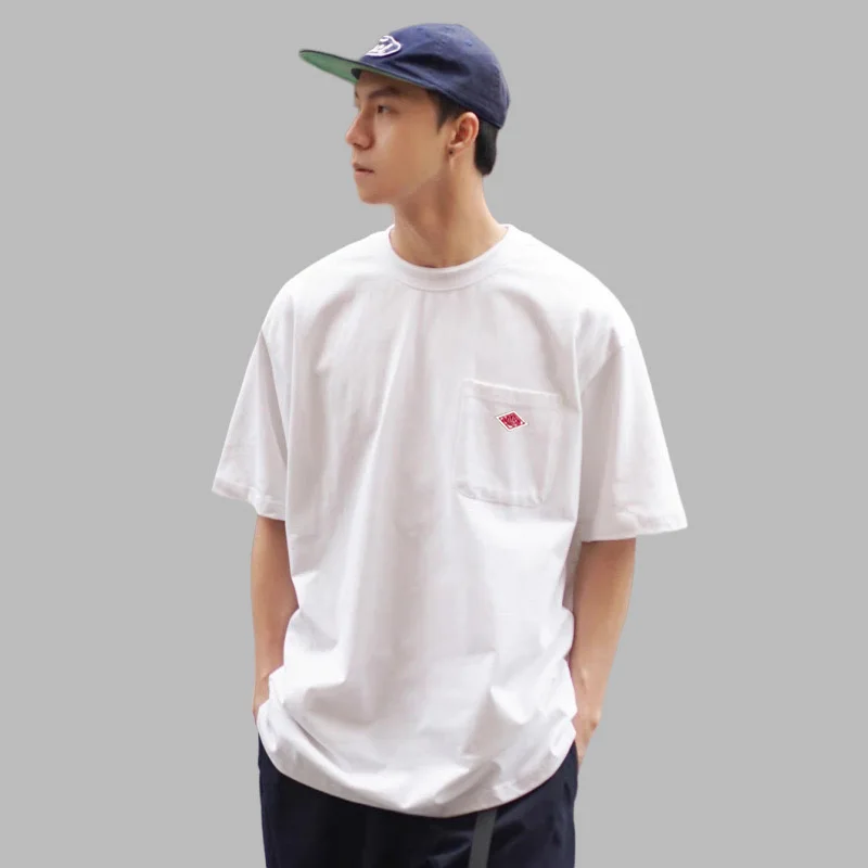 남녀공용 순면 자수 포켓 티셔츠, 반팔 티, 심플한 일본 스타일, 인기 판매 브랜드, 2024 
