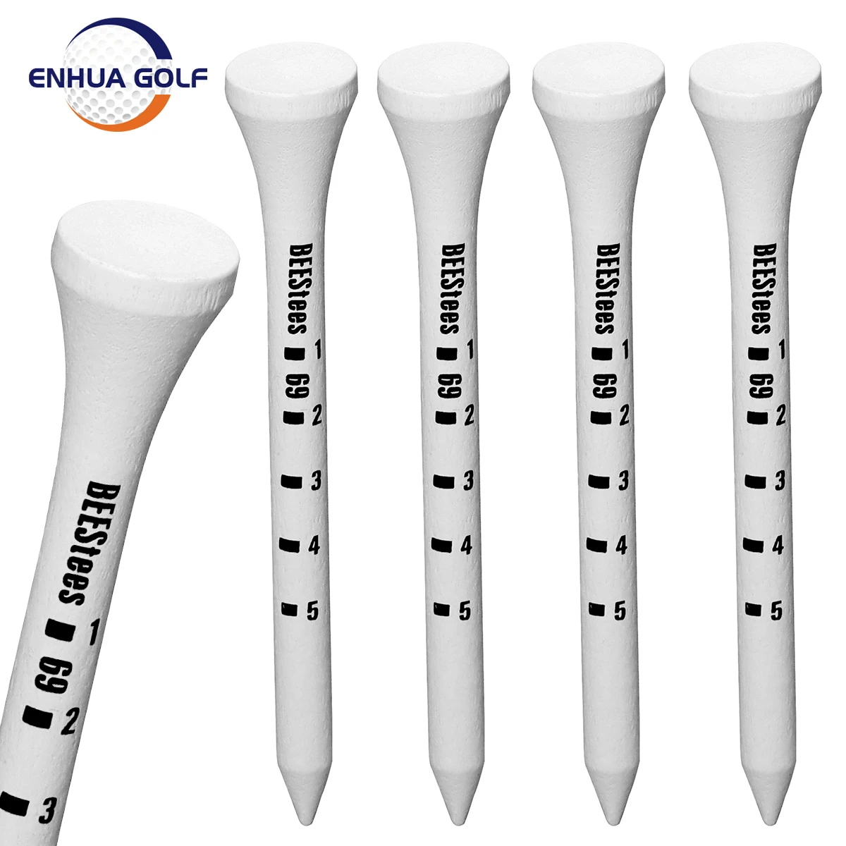 Golf Tees 70mm Wood 100 PCS Professional White Wooden Striped Digital Scale Golf Tees 83mm White Golf Wood Tee Golf Accesories