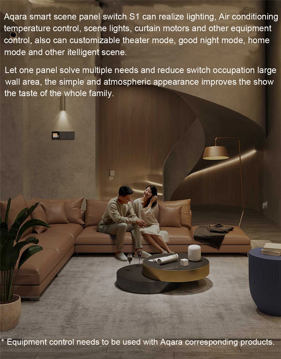 aqara interrupteur mural intelligent zigbee panneau de commande central pour lampe fonctionne avec application homekit aqara