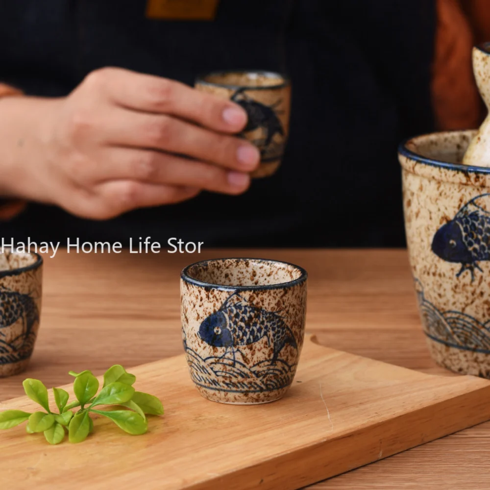 Japanese style Hefeng hand-painted ceramic tea cup wine cup small size drinking hotel heat-resistant thickened home tea ceramic coffee cup set