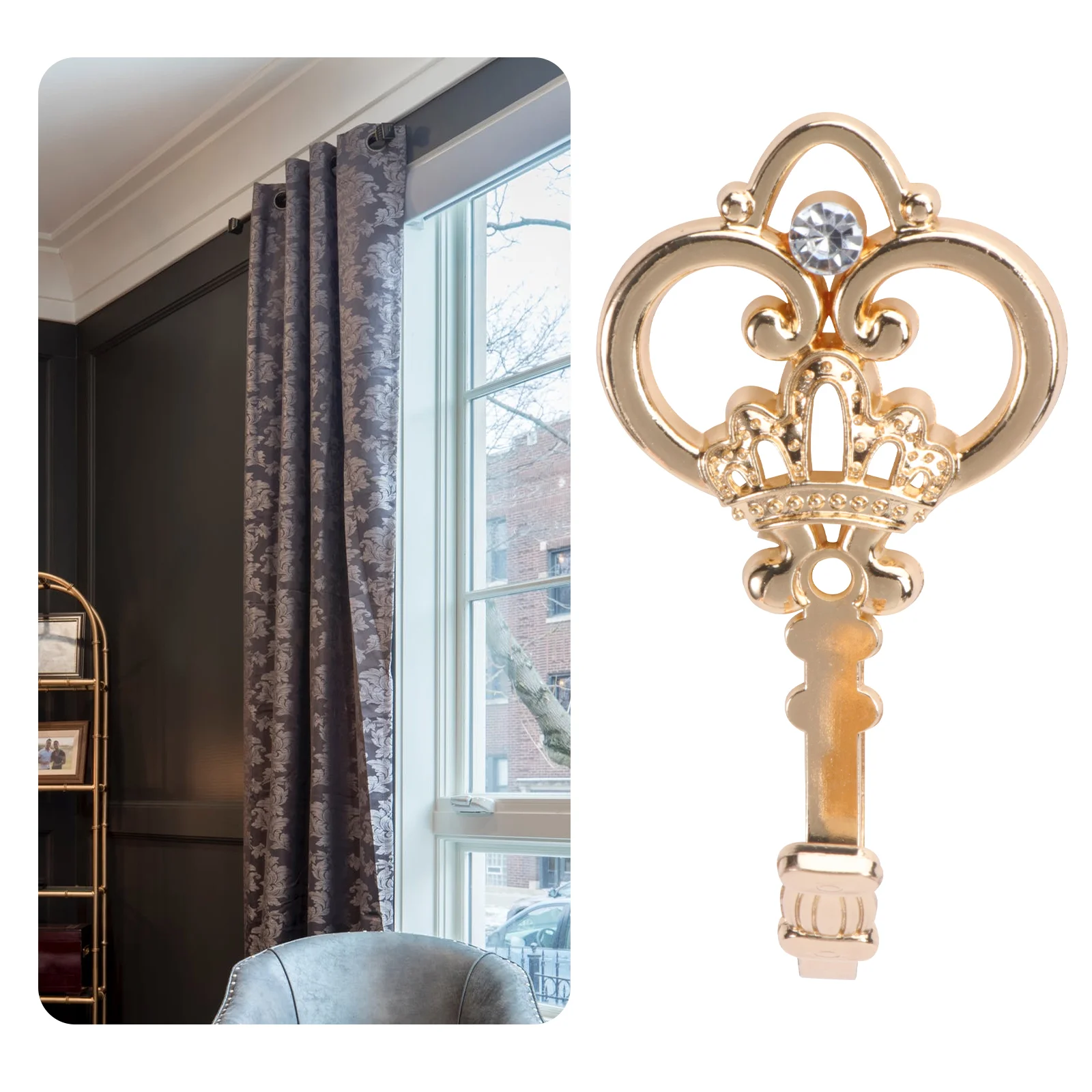

Curtain Hook Crown Pattern Decor European Style Wall Mounted Simple Holdbacks Home Zinc Alloy Tiebacks
