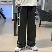 INCERUN 2024 Korean Style Trousers Mens Casual Splicing Line Design Long Pants Leisure All-match Pocket Straight Pantalons S-5XL 1