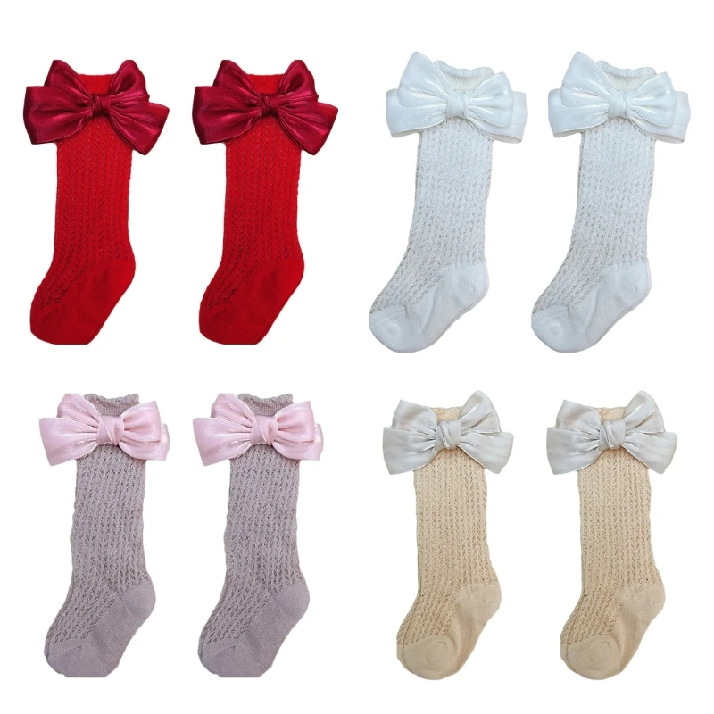 

Girl Socks Breathable Fishnet Socks Bowknot Knee High Socks Long Tube Socks Fashion Stockings Anti-Mosquitos Baby Socks