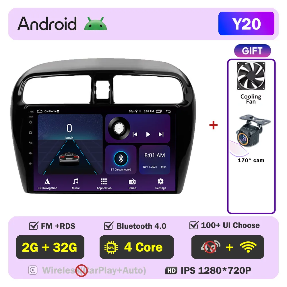 Acheter Autoradio Android Auto Pour Mitsubishi Mirage Attrage 2012 - 2018 Space Star 2014 Lecteur Multimédia Navigation GPS Stéréo HU 1 + 16GB