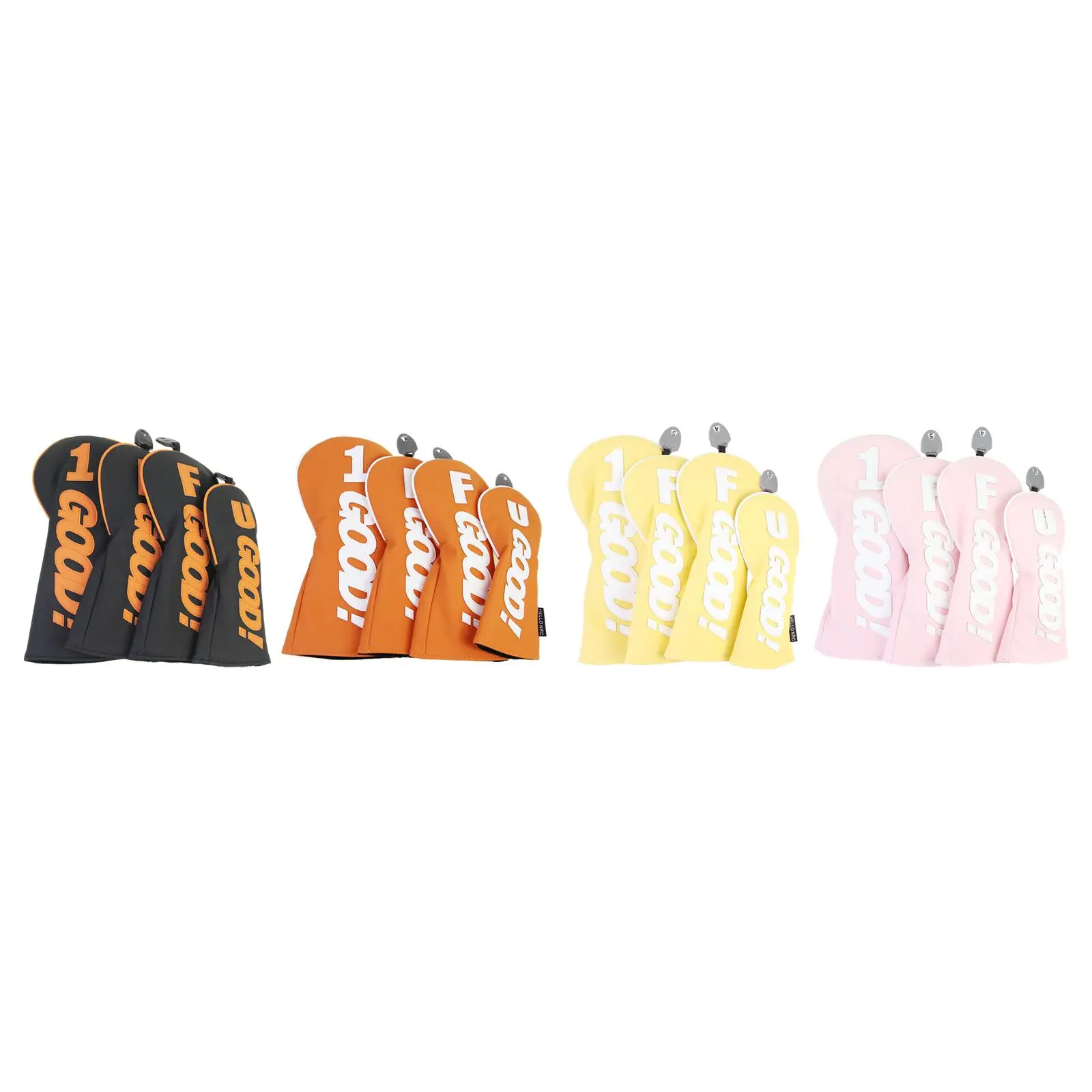 

4 Pieces Golf Wood Headcovers Anti Scratch PU Leather Golf Wood Head Covers