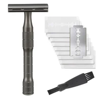 Reusable Safety Razor, Single Blade Razors for Men, with 10 Platinum Coated Double Edge Razor Blades, Beginner Friendly DE Razor 1