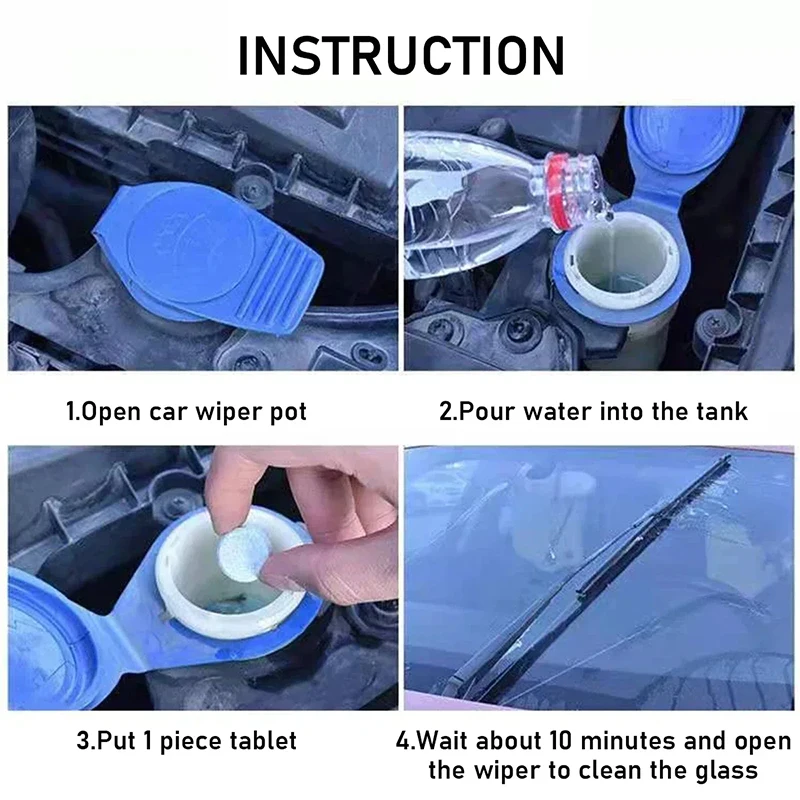 Glass Water Car Effervescent Film Wiper Solid Concentrate Car Cleaner Strong Effective Cleaning Wiper Four Seasons Universal glass cleaner
