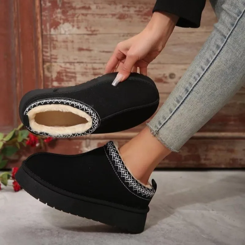 Chelsea Ankle Boots Snow Boots Women Winter 2023 New Brand Fur Short Plush Warm Flat Slippers Thick-soled Shoes Flip Flops