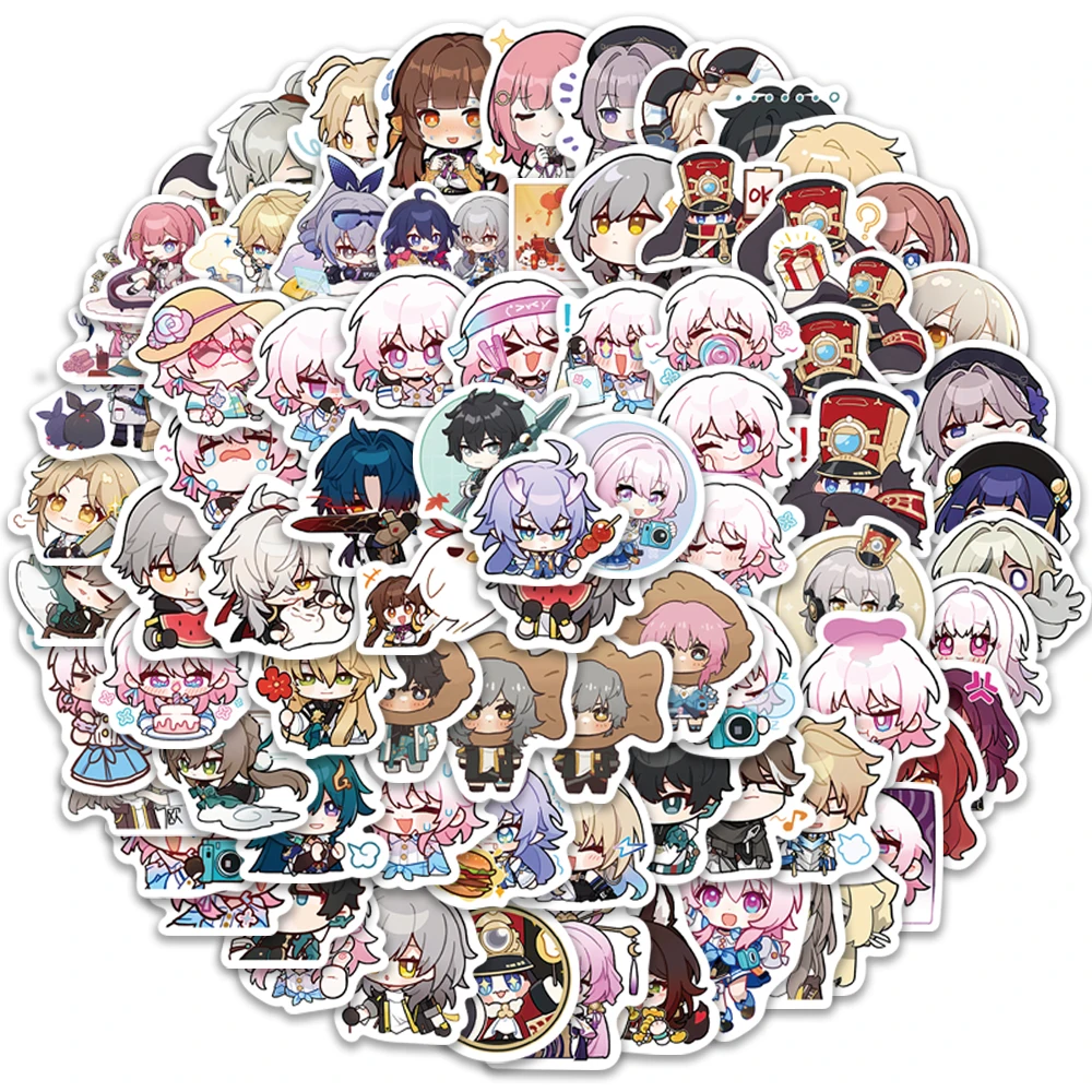 

10/25/50/80PCS Game Honkai Star Bend Railway Q Version Stickers Suitcase Laptop IPad Journal Waterproof Decals Kids Toys