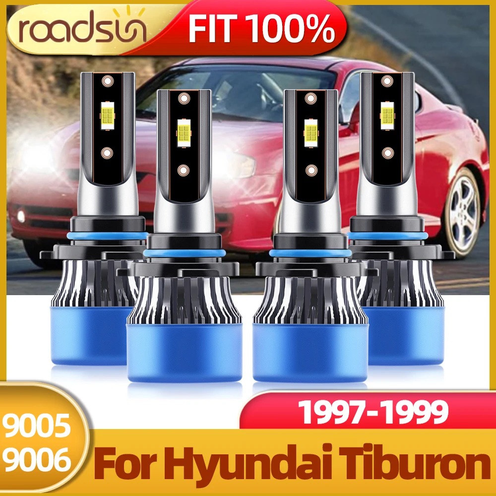 

Roadsun 4Pcs 110W Led Headlight Car Light Auto Lamp 6000K White For Hyundai Tiburon 1997 1998 1999