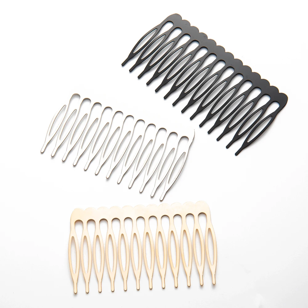 Black Metal Side Combs para Mulheres, Grampos de Cabelo, Hairpin, DIY Jewelry Making, Wedding Hair Comb, Headwear Acessórios, 5-22 Dentes, 10Pcs